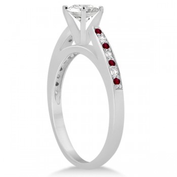 Garnet & Diamond Engagement Ring 18k White Gold 0.26ct