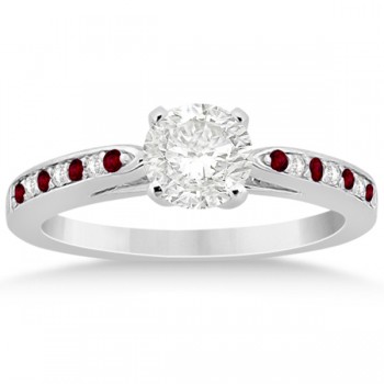 Garnet & Diamond Engagement Ring Set 18k White Gold (0.55ct)