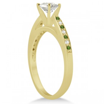 Peridot & Diamond Engagement Ring 14k Yellow Gold 0.26ct