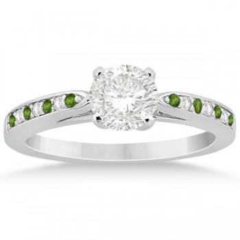 Peridot & Diamond Engagement Ring Palladium 0.26ct
