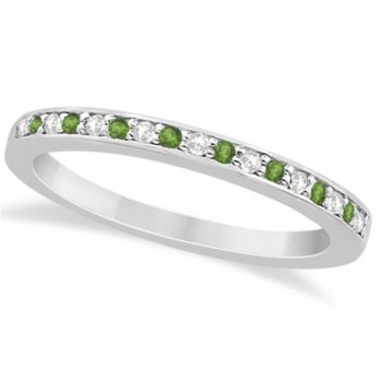 Peridot & Diamond Wedding Band Palladium 0.29ct