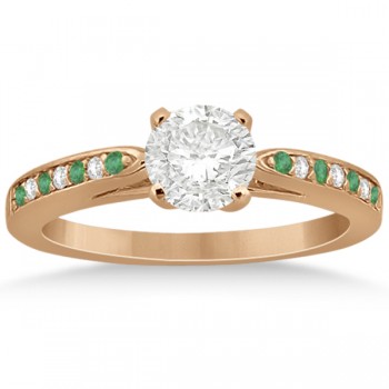 Diamond and Emerald Engagement Ring Set 14k Rose Gold (0.47ct)