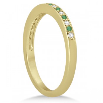 Semi-Eternity Emerald & Diamond Wedding Band 18k Yellow Gold (0.25ct)