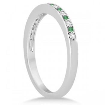 Semi-Eternity Emerald & Diamond Wedding Band Platinum (0.25ct)