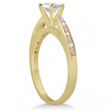 Cathedral Pink Sapphire Diamond Engagement Ring 14k Yellow Gold (0.26ct)