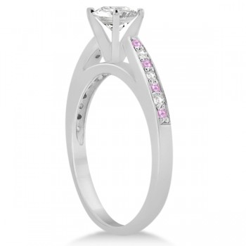 Cathedral Pink Sapphire Diamond Engagement Ring 18k White Gold (0.26ct)