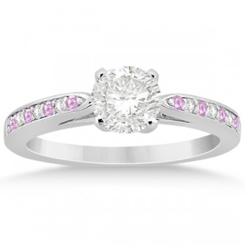 Pink Sapphire & Diamond Engagement Ring Set 14k White Gold (0.55ct)
