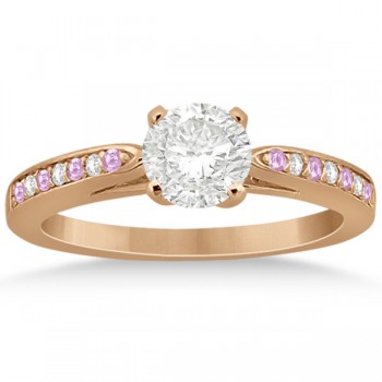 Pink Sapphire & Diamond Engagement Ring Set 18k Rose Gold (0.55ct)