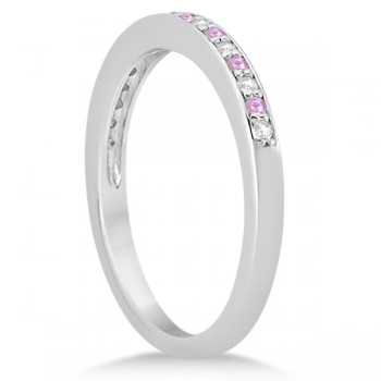Pave-Set Pink Sapphire & Diamond Wedding Band 14k White Gold (0.29ct)
