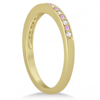 Pave-Set Pink Sapphire & Diamond Wedding Band 18k Yellow Gold (0.29ct)