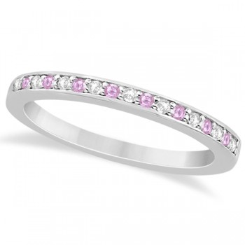 Pave-Set Pink Sapphire & Diamond Wedding Band Platinum (0.29ct)