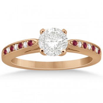 Ruby & Diamond Engagement Ring Bridal Set 14k Rose Gold (0.47ct)