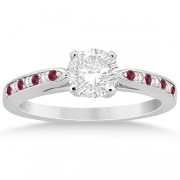 Ruby & Diamond Engagement Ring Bridal Set 14k White Gold (0.47ct)