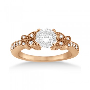 Butterfly Diamond Engagement Ring Setting 14k Rose Gold (0.20ct)