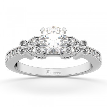 Butterfly Diamond Engagement Ring Setting 14k White Gold (0.20ct)