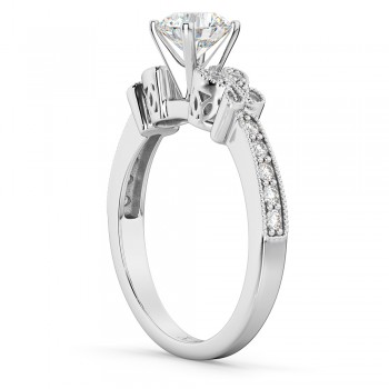 Butterfly Diamond Engagement Ring Setting 14k White Gold (0.20ct)