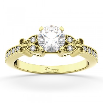 Butterfly Diamond Engagement Ring Setting 14k Yellow Gold (0.20ct)