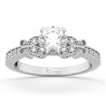 Butterfly Diamond Engagement Ring Setting 18k White Gold (0.20ct)