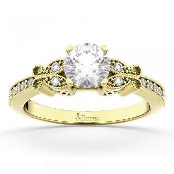 Butterfly Diamond Engagement Ring Setting 18k Yellow Gold (0.20ct)