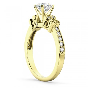 Butterfly Diamond Engagement Ring Setting 18k Yellow Gold (0.20ct)