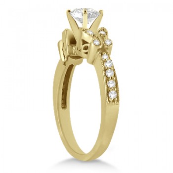 Round Diamond Butterfly Design Engagement Ring 14k Yellow Gold (0.50ct)