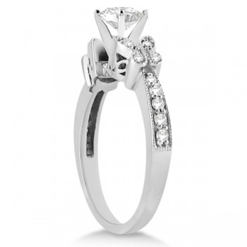 Round Diamond Butterfly Design Engagement Ring 18k White Gold (0.50ct)