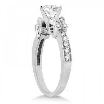 Heart Diamond Butterfly Design Engagement Ring 14k White Gold (1.00ct)