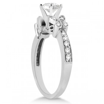 Round Diamond Butterfly Design Engagement Ring 14k White Gold (1.00ct)