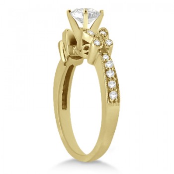 Round Diamond Butterfly Design Engagement Ring 14k Yellow Gold (1.50ct)