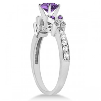 Butterfly Amethyst & Diamond Engagement Ring Platinum (0.88ct)