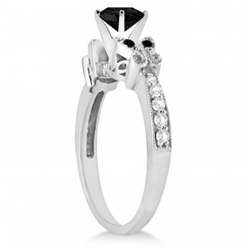 Butterfly Black and White Diamond Engagement Ring Palladium (1.42ct)