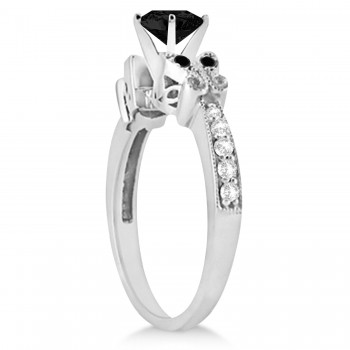Butterfly Black and White Diamond Engagement Ring Platinum (1.42ct)