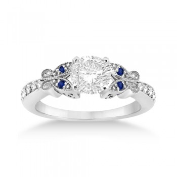 Butterfly Diamond & Sapphire Engagement Ring Palladium (0.20ct)