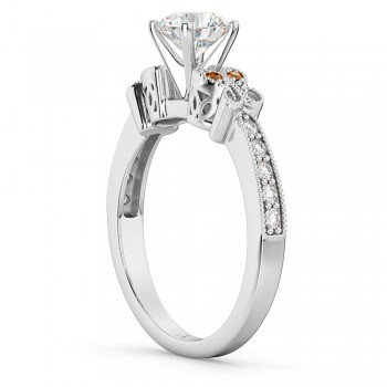 Butterfly Diamond & Citrine Engagement Ring 18k White Gold (0.20ct)