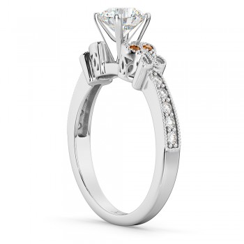 Butterfly Diamond & Citrine Engagement Ring 18k White Gold (0.20ct)