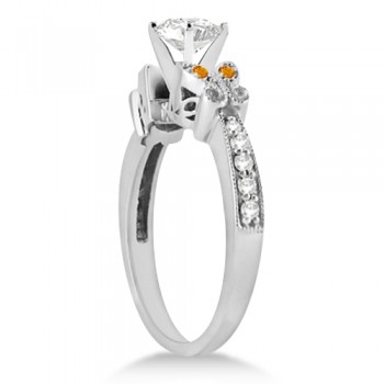 Butterfly Diamond & Citrine Engagement Ring Palladium (0.20ct)