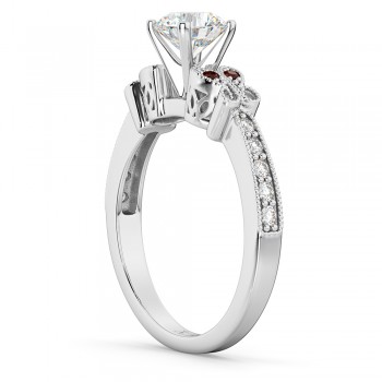 Butterfly Diamond & Garnet Engagement Ring 14k White Gold (0.20ct)