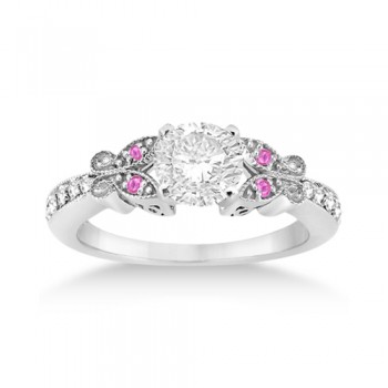 Butterfly Diamond & Pink Sapphire Engagement Ring Platinum (0.20ct)