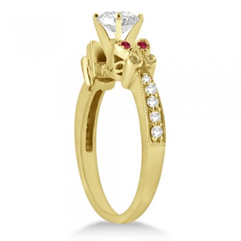 Butterfly Diamond & Ruby Engagement Ring 14k Yellow Gold (0.20ct)