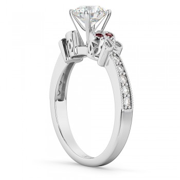 Butterfly Diamond & Ruby Engagement Ring 18k White Gold (0.20ct)