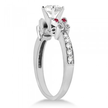 Butterfly Diamond & Ruby Engagement Ring Palladium (0.20ct)