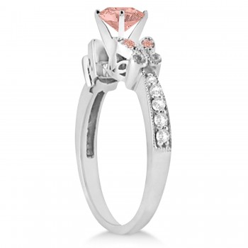 Butterfly Morganite & Diamond Engagement Ring Platinum .88ct