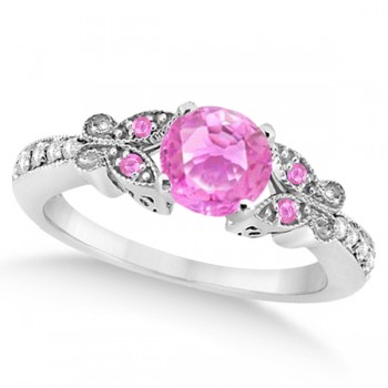 Butterfly Pink Sapphire & Diamond Engagement Ring Platinum (0.88ct)