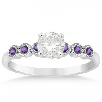 Amethyst Bezel Set Engagement Ring Setting 14k White Gold (0.09ct)