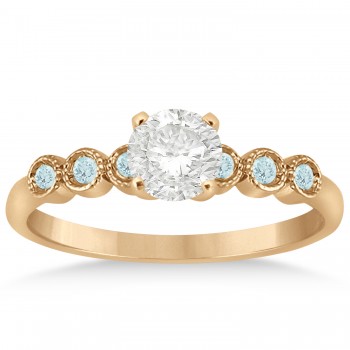 Aquamarine Bezel Set Engagement Ring Setting 14k Rose Gold 0.09ct