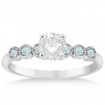 Aquamarine Bezel Set Engagement Ring Setting 14k White Gold 0.09ct