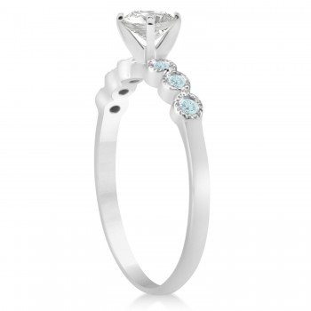 Aquamarine Bezel Set Engagement Ring Setting 14k White Gold 0.09ct