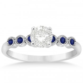 Blue Sapphire Bezel Set Engagement Ring Setting Platinum 0.09ct