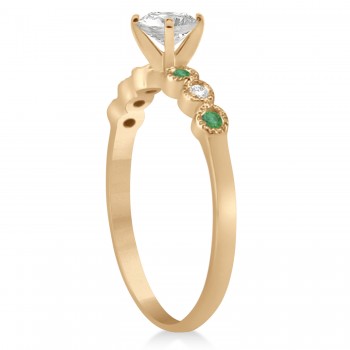 Emerald & Diamond Bezel Engagement Ring 14k Rose Gold 0.09ct