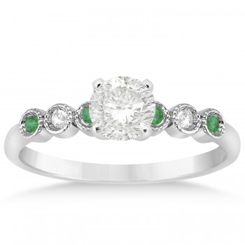 Emerald & Diamond Bezel Engagement Ring Platinum 0.09ct